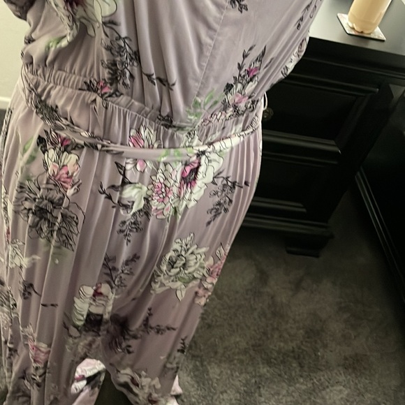 Torrid Floral Challis Self Tie Culotte Jumpsuit Romper Lilac Purple size 00 - Picture 6 of 10